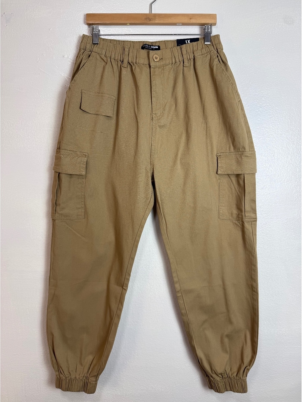 Double Denim January 5 Cargo Jogger Pants 1X Khaki